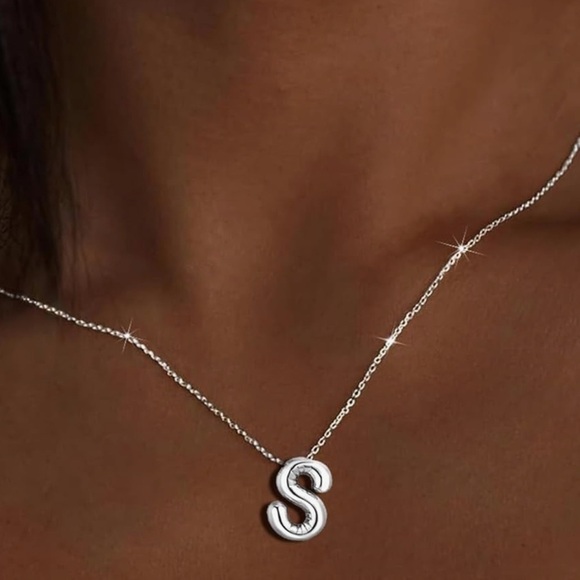 None Jewelry - BRAND NEW, STILL IN THE PACKAGE Trendy Bubble Initial Charm and Necklace, “S”
